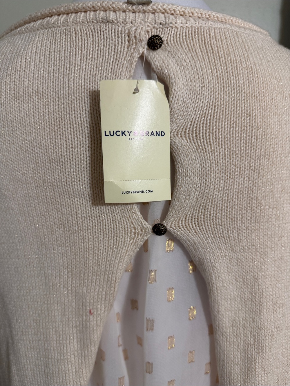 Lucky Brand Cream Cable Front Scoop Neck Sweater - Picture 4 of 8